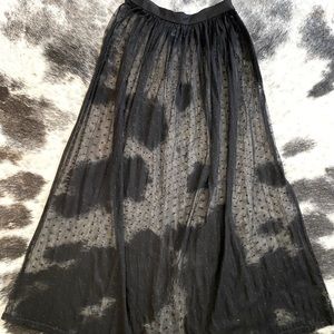 forever 21 long sheer polka dot skirt